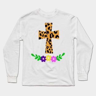 Leopard print cross. Long Sleeve T-Shirt